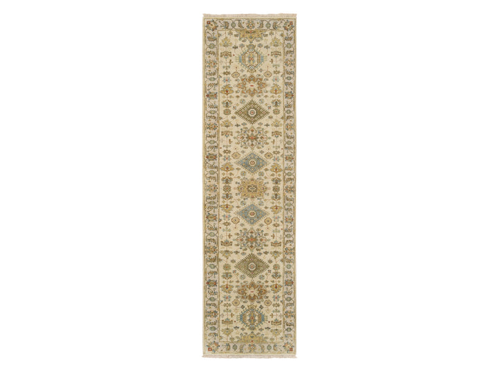 2'7" x 9'9" New Hand Knotted Ivory Wool Runner Oriental Rug - MOA10263665