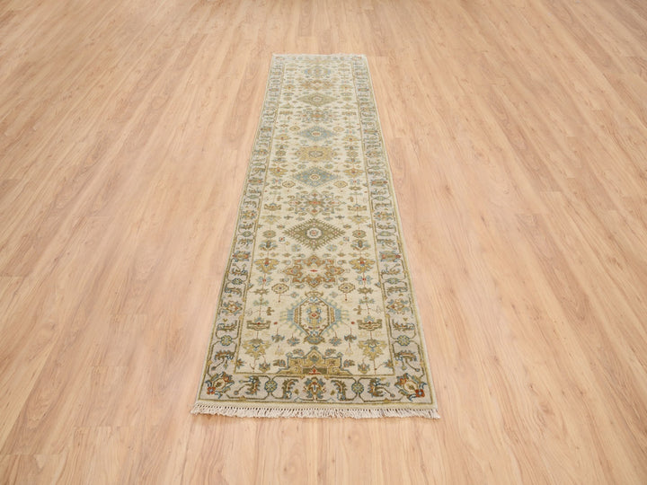 2'7" x 9'9" New Hand Knotted Ivory Wool Runner Oriental Rug - MOA10263665