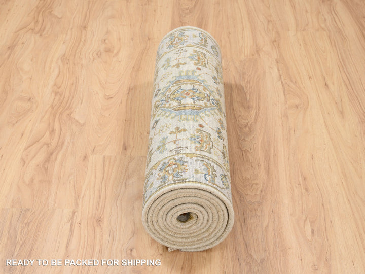 2'7" x 9'9" New Hand Knotted Ivory Wool Runner Oriental Rug - MOA10263665