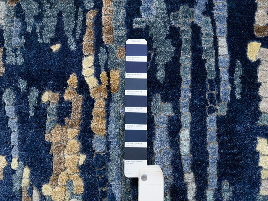 2'6" x 10'0" New Hand Knotted Blue Wool & Silk Runner Oriental Rug - MOA10263666