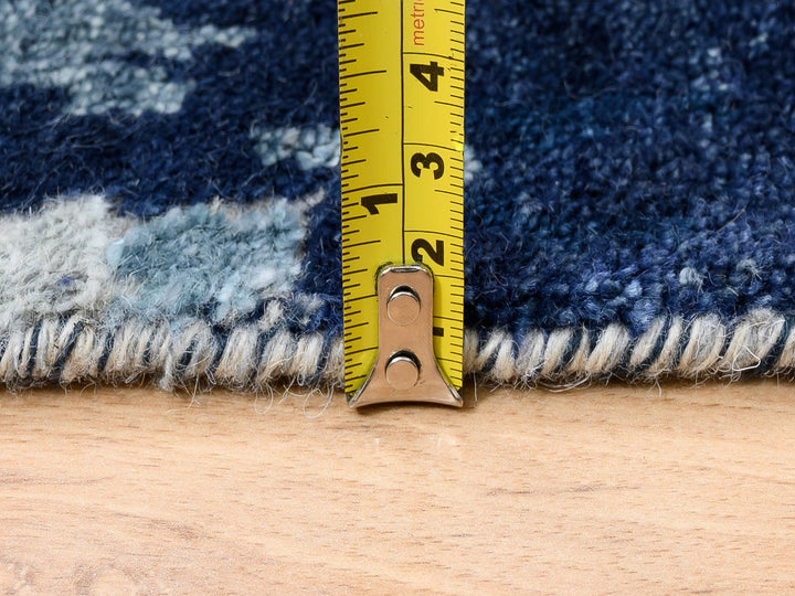2'6" x 10'0" New Hand Knotted Blue Wool & Silk Runner Oriental Rug - MOA10263666