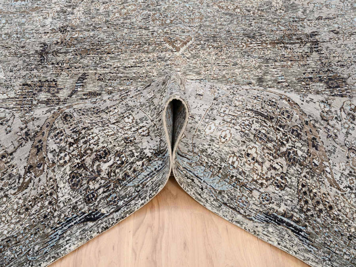 8'0" x 8'1" New Hand Knotted Brown Wool & Silk Square Oriental Rug - MOA10263684