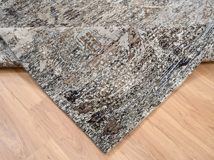 8'0" x 8'1" New Hand Knotted Brown Wool & Silk Square Oriental Rug - MOA10263684