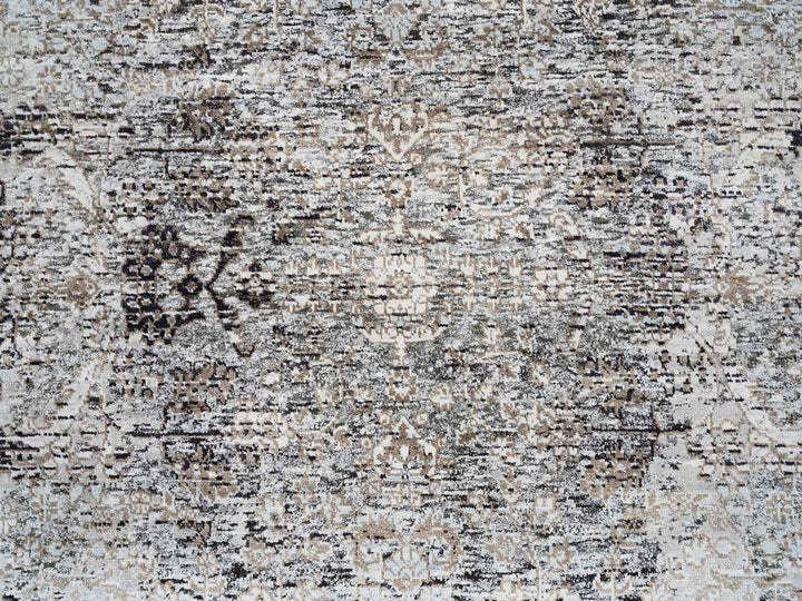 4'1" x 6'0" New Hand Knotted Grey Wool & Silk Rectangle Oriental Rug - MOA10263694
