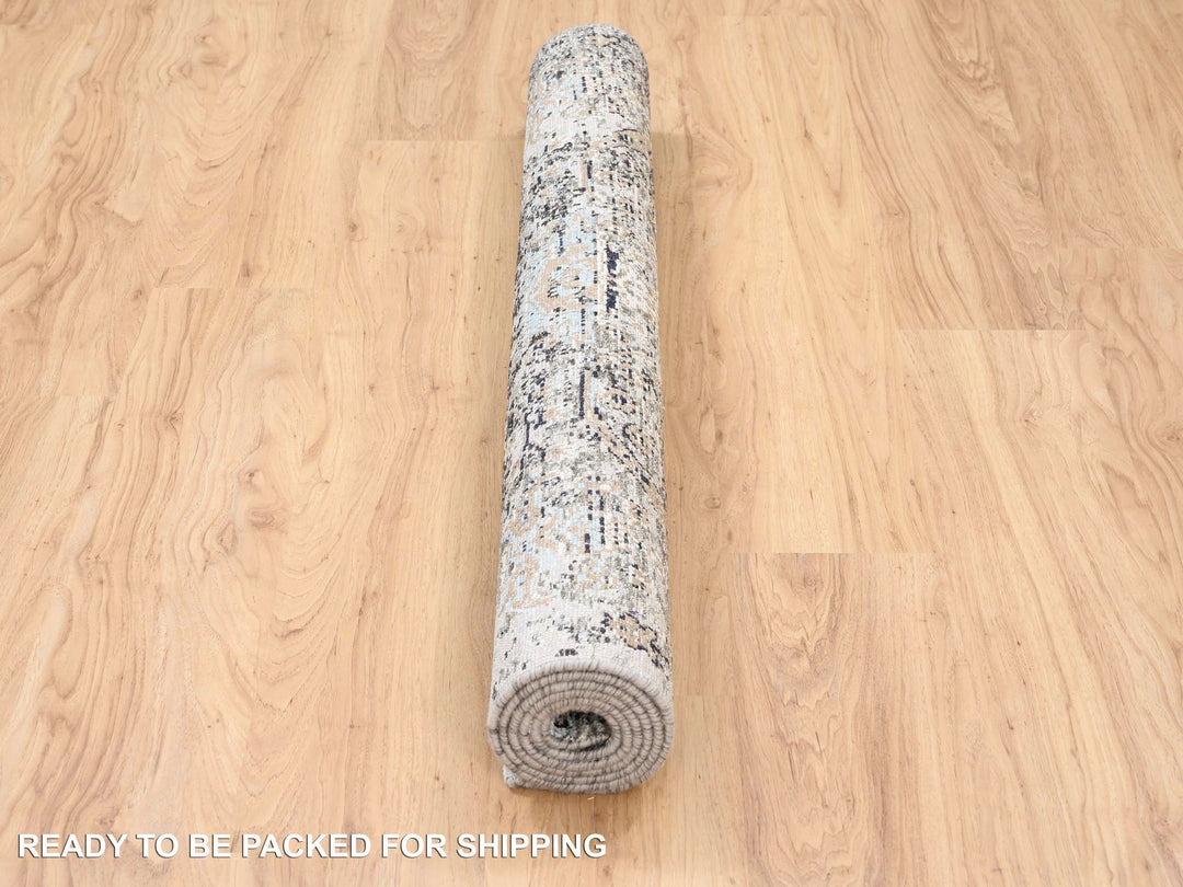 4'1" x 6'0" New Hand Knotted Brown Wool & Silk Rectangle Oriental Rug - MOA10263694