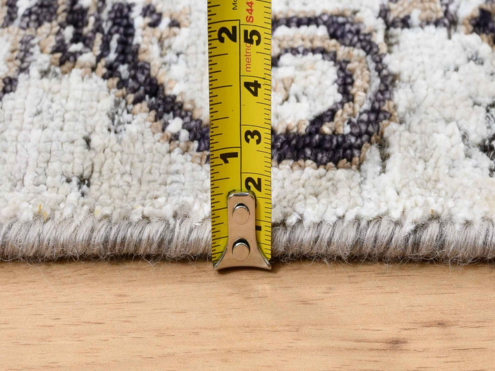 4'1" x 6'0" New Hand Knotted Grey Wool & Silk Rectangle Oriental Rug - MOA10263694