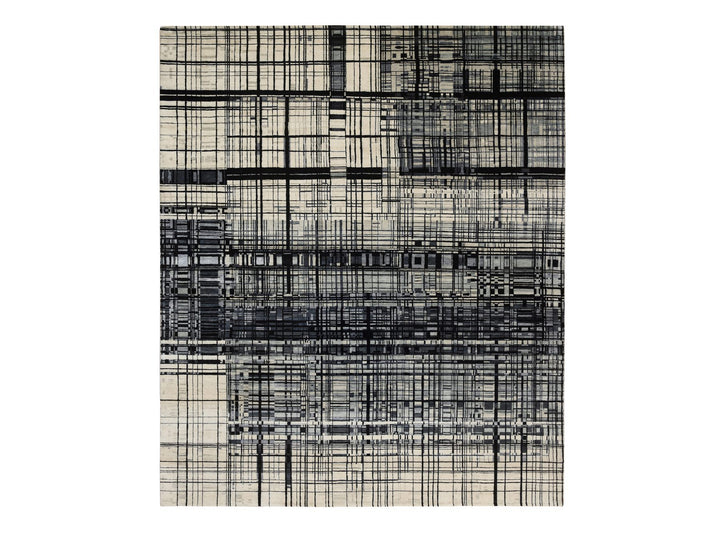 8'2" x 9'9" New Hand Knotted Black Wool Rectangle Oriental Rug - MOA10263702
