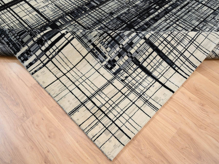 8'2" x 9'9" New Hand Knotted Black Wool Rectangle Oriental Rug - MOA10263702