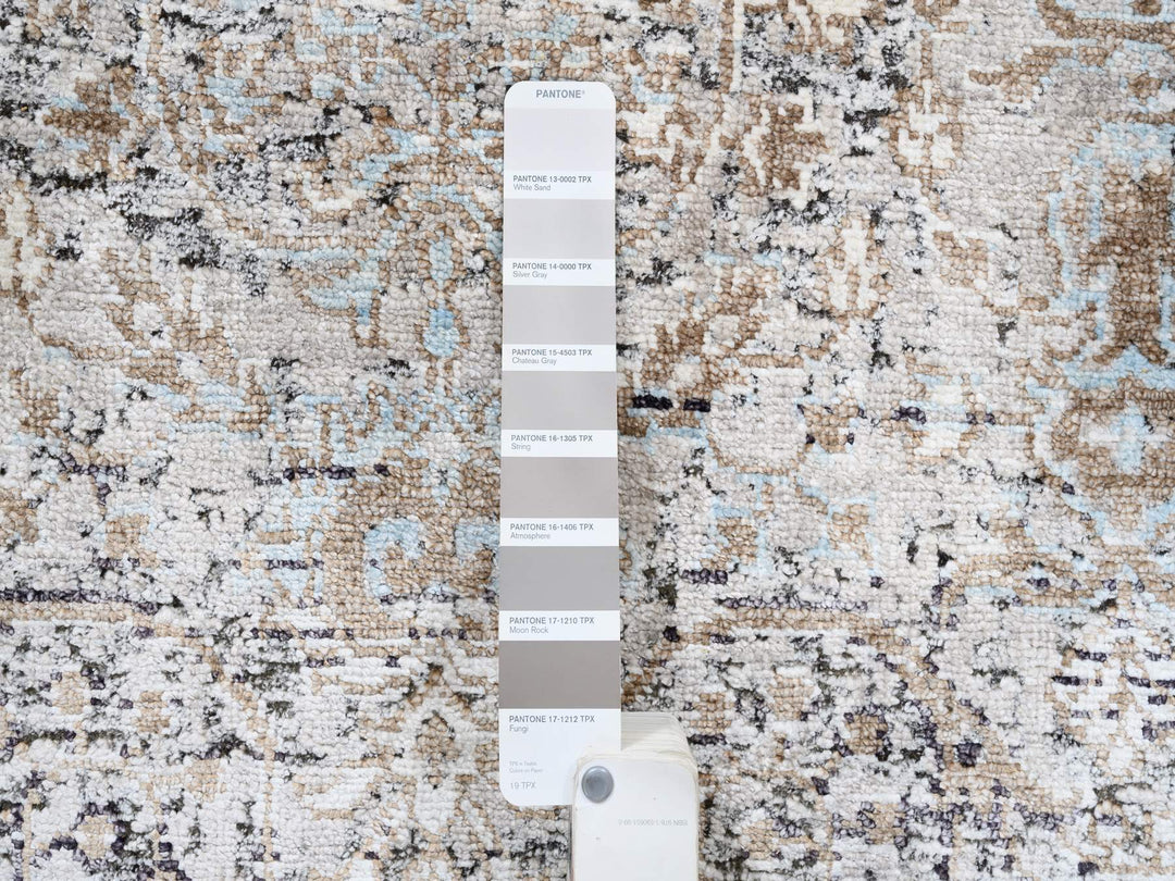 2'6" x 10'0" New Hand Knotted Brown Wool & Silk Runner Oriental Rug - MOA10263707