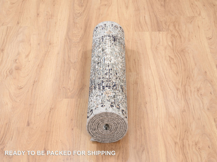 2'6" x 10'0" New Hand Knotted Brown Wool & Silk Runner Oriental Rug - MOA10263707