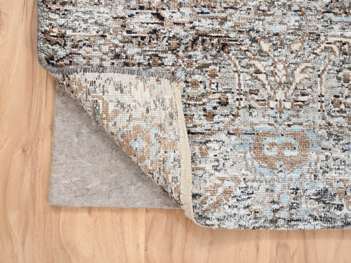 2'6" x 6'0" New Hand Knotted Grey Wool & Silk Runner Oriental Rug - MOA10263711