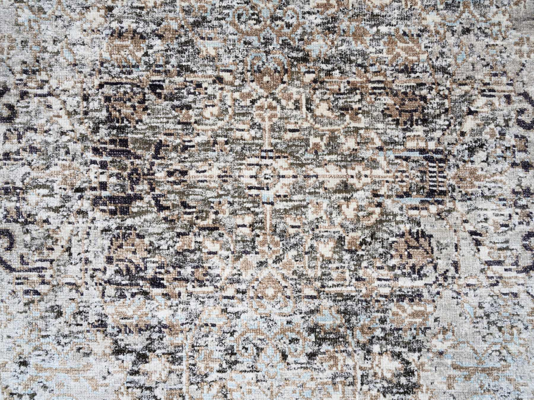 2'6" x 6'0" New Hand Knotted Grey Wool & Silk Runner Oriental Rug - MOA10263711
