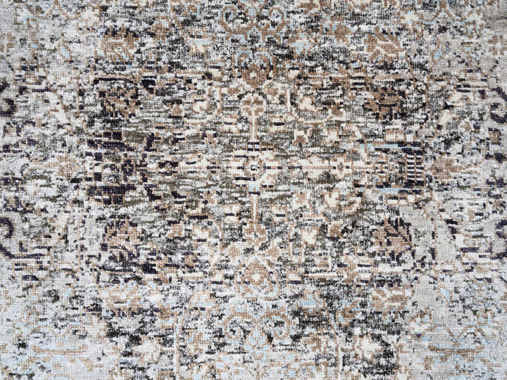 2'6" x 6'0" New Hand Knotted Grey Wool & Silk Runner Oriental Rug - MOA10263711