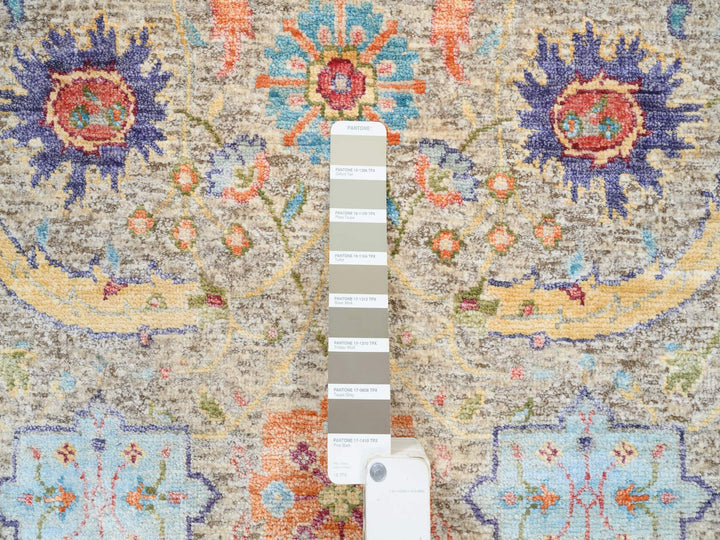 2'5" x 10'1" New Hand Knotted Beige Wool & Silk Runner Oriental Rug - MOA10263717