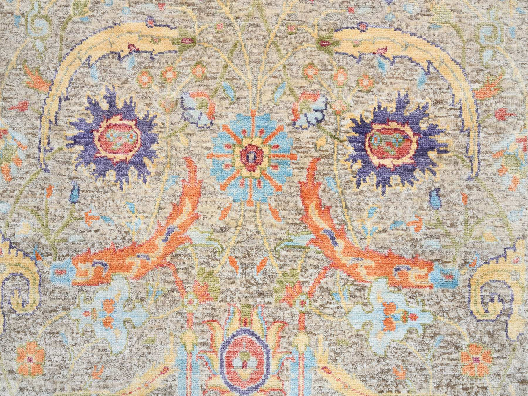 2'5" x 10'1" New Hand Knotted Beige Wool & Silk Runner Oriental Rug - MOA10263717