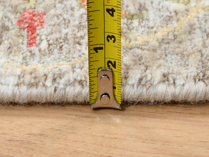 2'5" x 10'1" New Hand Knotted Ivory Wool & Silk Runner Oriental Rug - MOA10263717