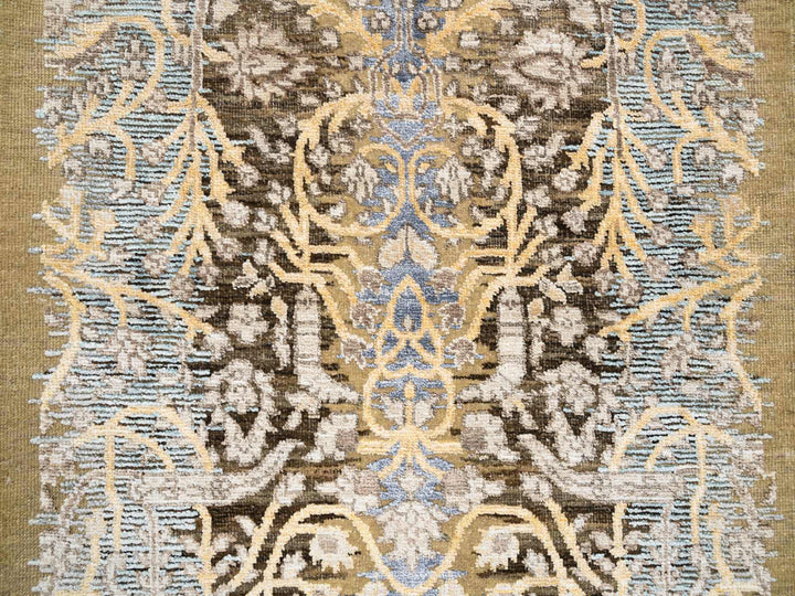 2'7" x 22'0" New Hand Knotted Brown Wool & Silk Runner Oriental Rug - MOA10263718