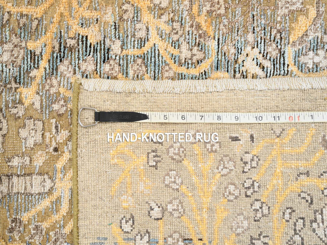 2'7" x 22'0" New Hand Knotted Brown Wool & Silk Runner Oriental Rug - MOA10263718