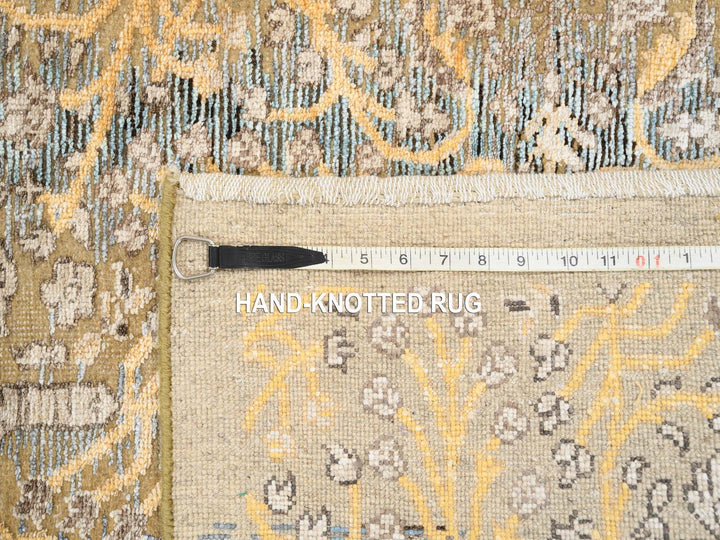 2'7" x 22'0" New Hand Knotted Brown Wool & Silk Runner Oriental Rug - MOA10263718