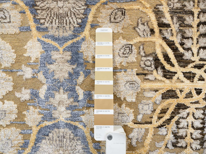 9'0" x 12'2" New Hand Knotted Brown Wool & Silk Rectangle Oriental Rug - MOA10263724