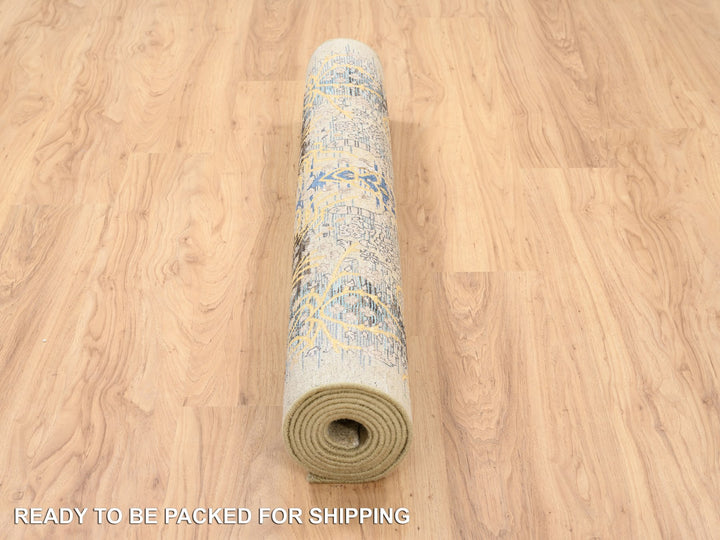 4'2" x 10'0" New Hand Knotted Brown Wool & Silk Runner Oriental Rug - MOA10263730