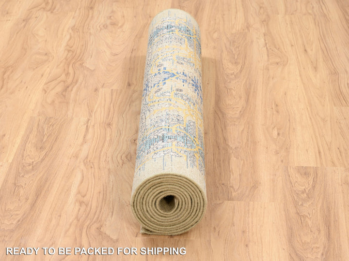 4'0" x 12'0" New Hand Knotted Brown Wool & Silk Runner Oriental Rug - MOA10263733