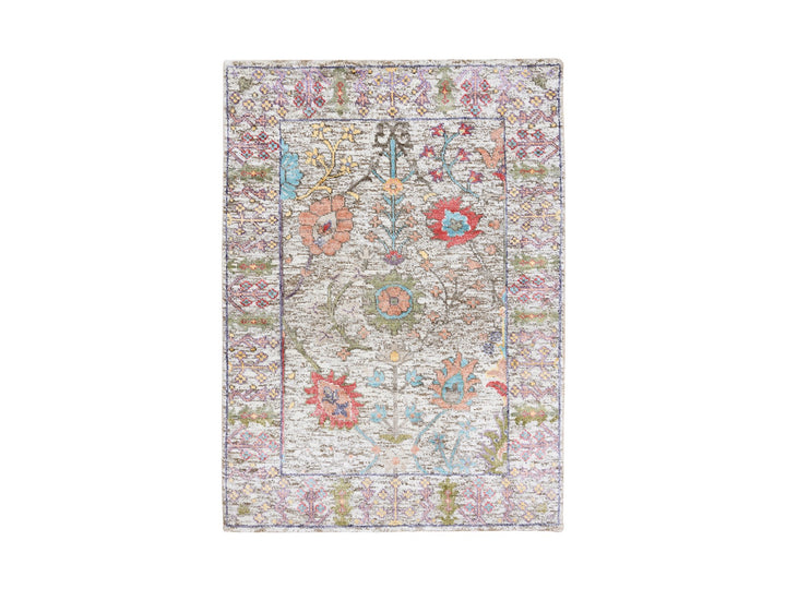 2'2" x 3'1" New Hand Knotted Beige Wool & Silk Rectangle Oriental Rug - MOA10263741