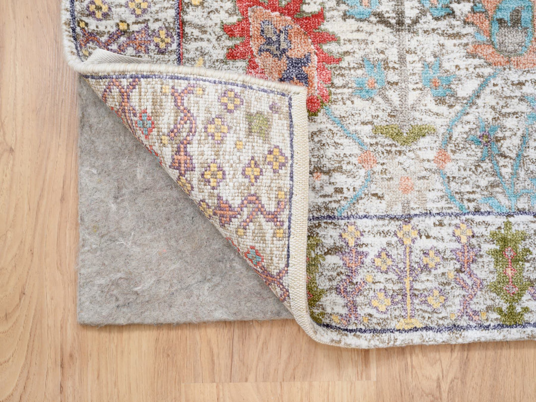 2'2" x 3'1" New Hand Knotted Beige Wool & Silk Rectangle Oriental Rug - MOA10263741