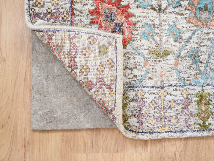 2'2" x 3'1" New Hand Knotted Beige Wool & Silk Rectangle Oriental Rug - MOA10263741