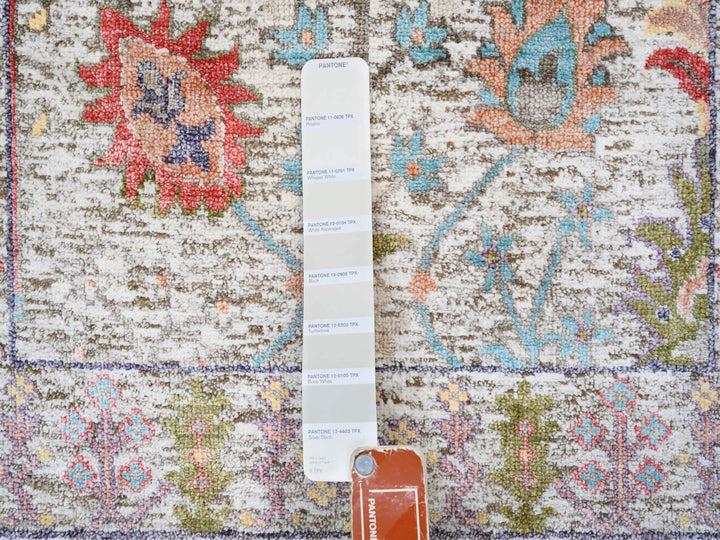 2'2" x 3'1" New Hand Knotted Beige Wool & Silk Rectangle Oriental Rug - MOA10263741