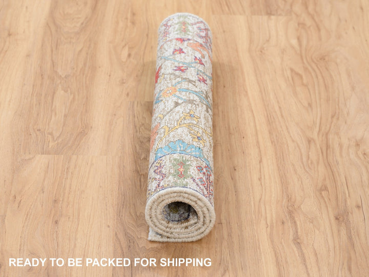 2'2" x 3'1" New Hand Knotted Beige Wool & Silk Rectangle Oriental Rug - MOA10263741