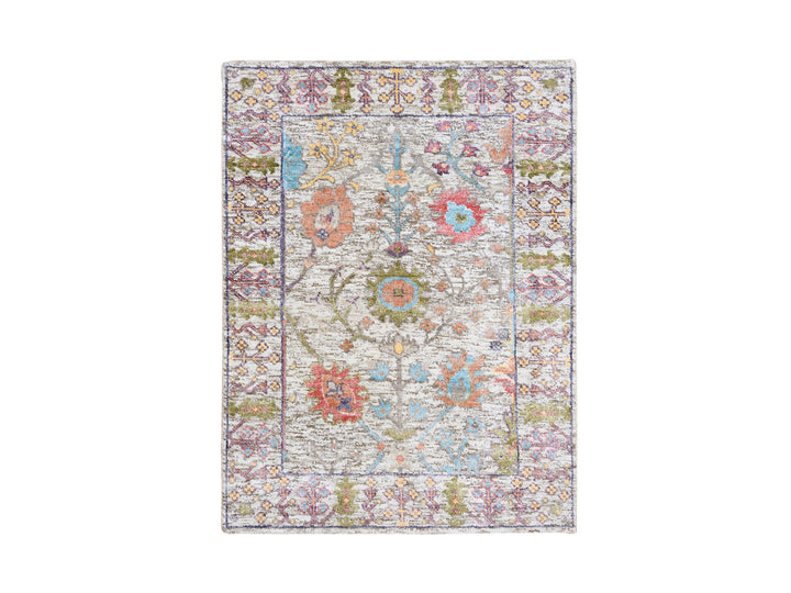 2'3" x 3'2" New Hand Knotted Beige Wool & Silk Rectangle Oriental Rug - MOA10263743