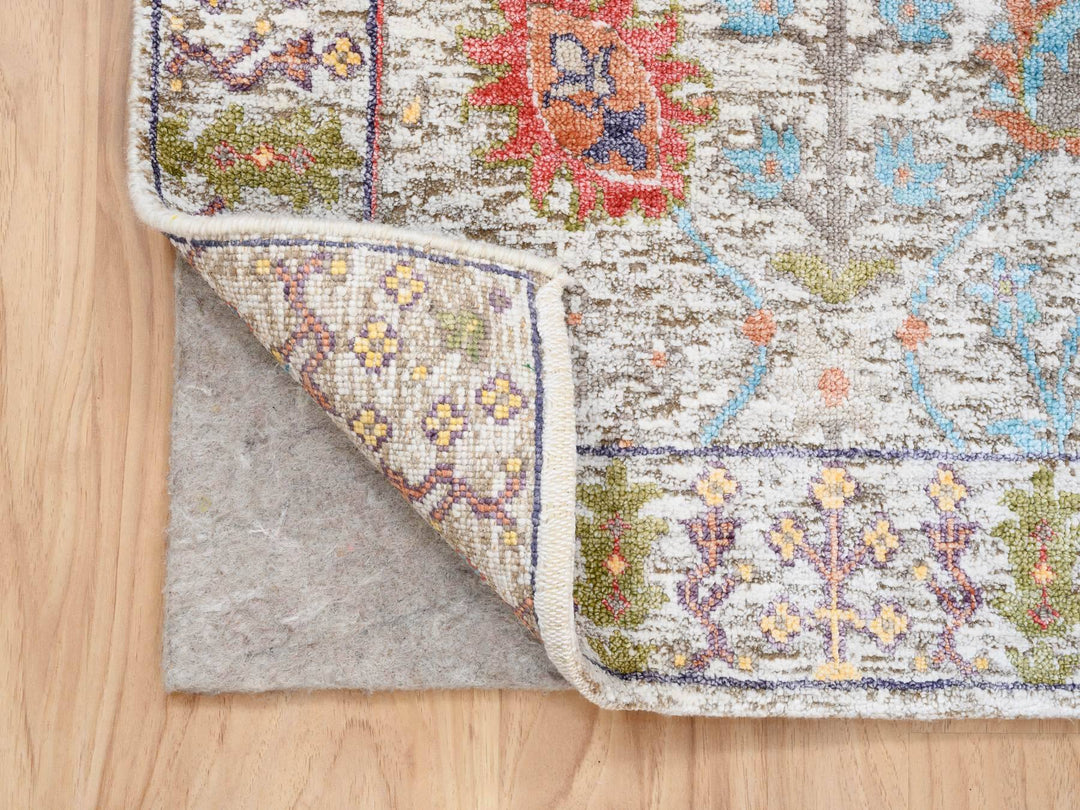 2'3" x 3'2" New Hand Knotted Beige Wool & Silk Rectangle Oriental Rug - MOA10263743
