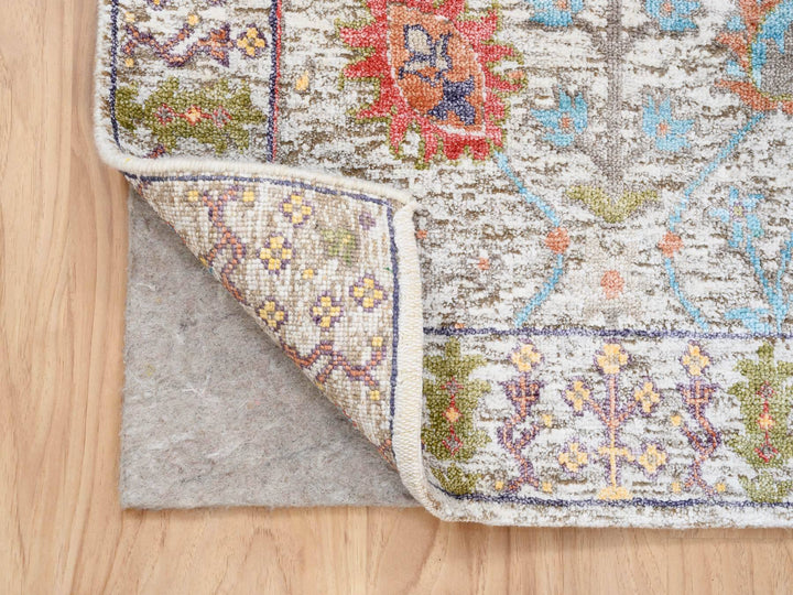 2'3" x 3'2" New Hand Knotted Beige Wool & Silk Rectangle Oriental Rug - MOA10263743