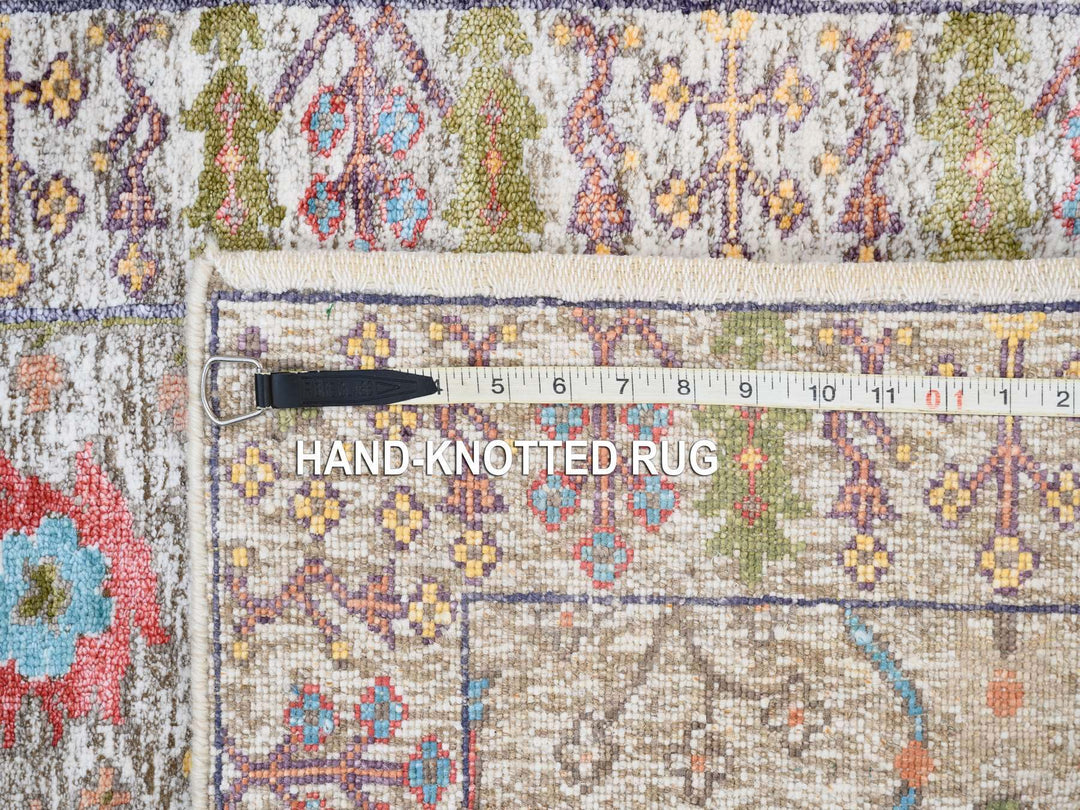 2'3" x 3'2" New Hand Knotted Beige Wool & Silk Rectangle Oriental Rug - MOA10263743