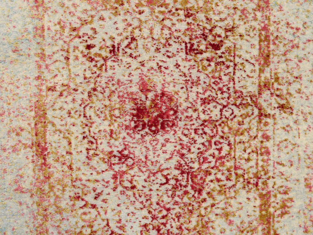 2'6" x 11'10" New Hand Knotted Pink Wool & Silk Runner Oriental Rug - MOA10263760