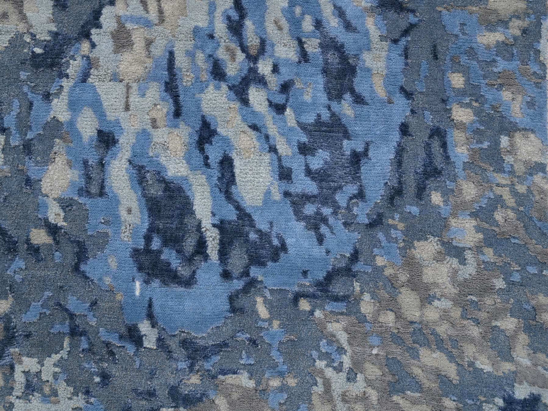 2'6" x 6'2" New Hand Knotted Blue Wool & Art Silk Runner Oriental Rug - MOA10263763