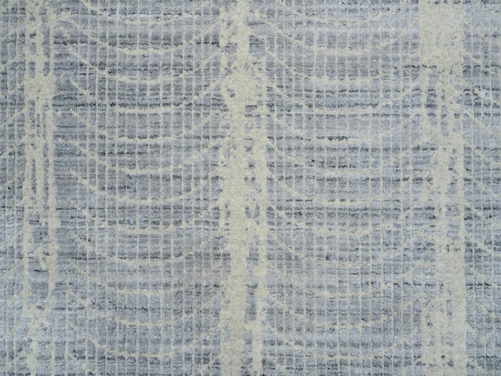 12'0" x 12'0" New Hand Knotted Grey Wool & Silk Round Oriental Rug - MOA10263793