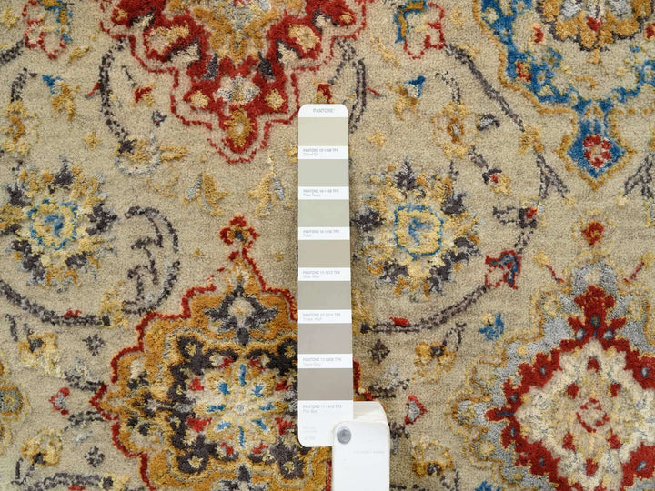 5'3" x 7'0" New Hand Knotted Beige Wool & Pure Silk Rectangle Oriental Rug - MOA10263796