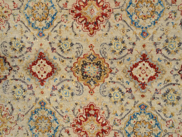 5'3" x 7'0" New Hand Knotted Beige Wool & Pure Silk Rectangle Oriental Rug - MOA10263796