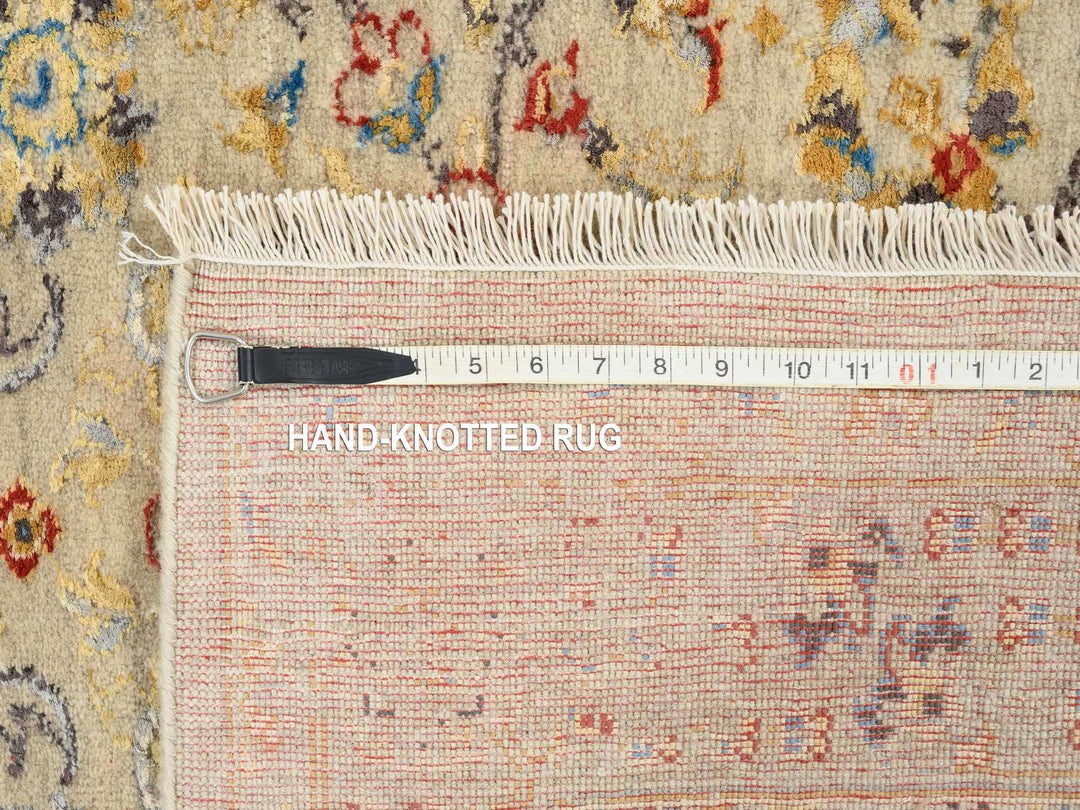 5'3" x 7'0" New Hand Knotted Beige Wool & Pure Silk Rectangle Oriental Rug - MOA10263796