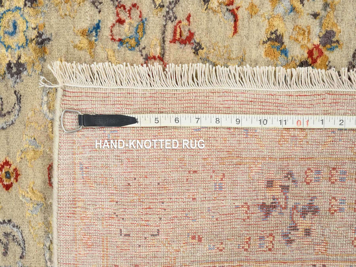 5'3" x 7'0" New Hand Knotted Beige Wool & Pure Silk Rectangle Oriental Rug - MOA10263796