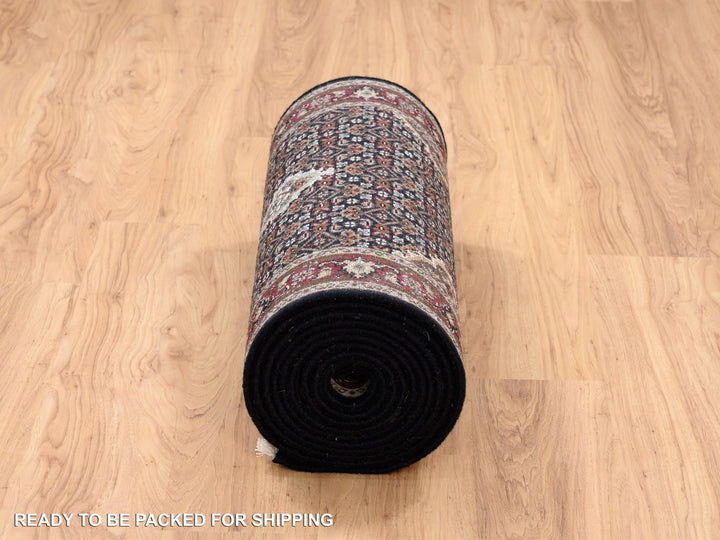 2'5" x 16'10" New Hand Knotted Black Wool Runner Oriental Rug - MOA10263839