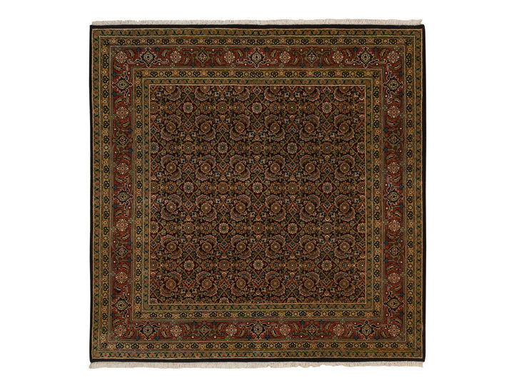 5'8" x 5'9" New Hand Knotted Black Wool Square Oriental Rug - MOA10263843