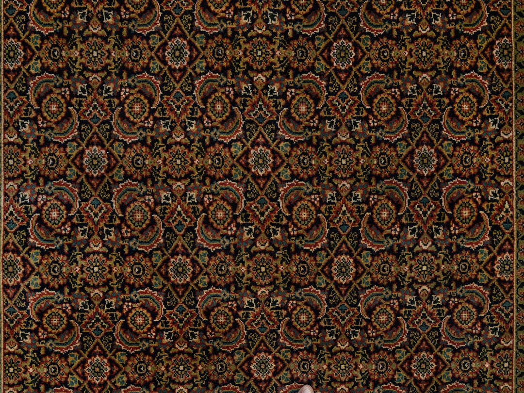 5'8" x 5'9" New Hand Knotted Black Wool Square Oriental Rug - MOA10263843