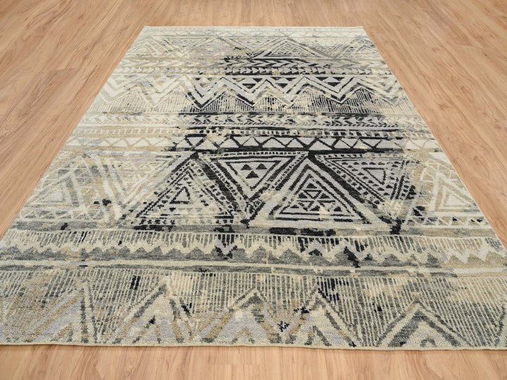 9'1" x 12'0" New Hand Knotted Black Wool Rectangle Oriental Rug - MOA10263875