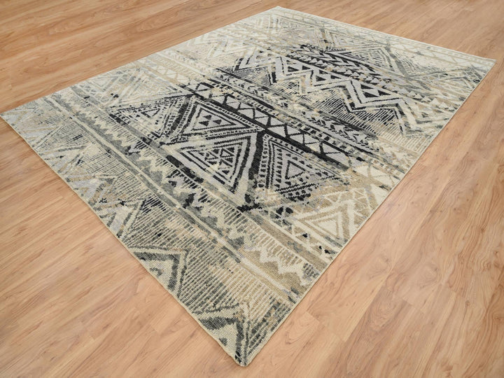 9'1" x 12'0" New Hand Knotted Black Wool Rectangle Oriental Rug - MOA10263875