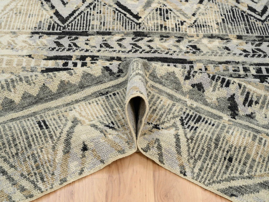 9'1" x 12'0" New Hand Knotted Black Wool Rectangle Oriental Rug - MOA10263875