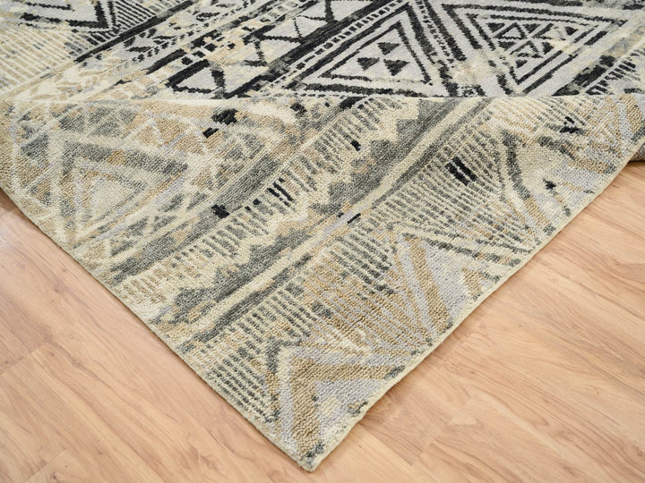 9'1" x 12'0" New Hand Knotted Black Wool Rectangle Oriental Rug - MOA10263875