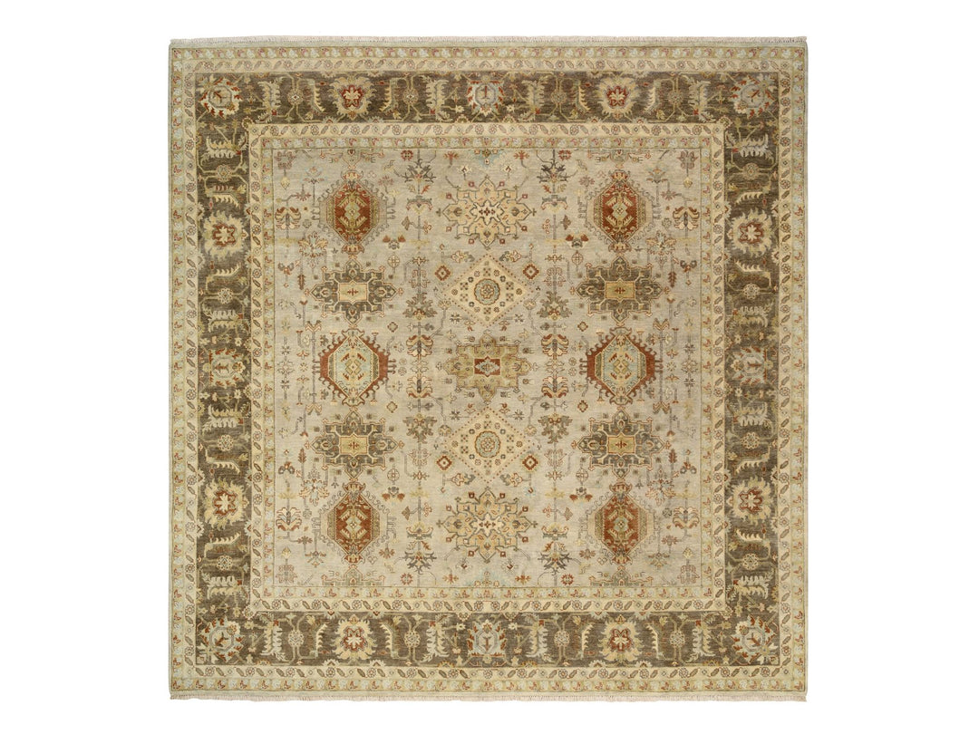 10'2" x 10'0" New Hand Knotted Grey Wool Square Oriental Rug - MOA10263876